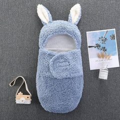 Cozy Bunny Bliss Without leg: Warm Plush Hooded Swaddle Wrap Blanket for Newborns-0-6M (Copy)